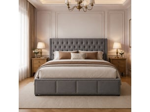Lit coffre 140x190 cm <strong></strong> <strong></strong> coloris gris