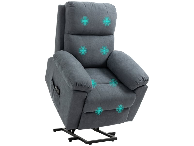 Fauteuil de salon, fauteuil releveur électrique massage, polyester au toucher lin, 89x99x103cm, gris - Conforama B