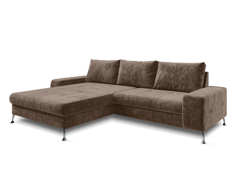 Canapé d’angle artemia marron clair velours 275 cm convertible avec coffre gauche Artemia - Conforama A