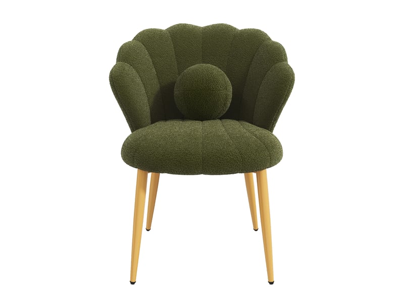  Lot de 4 chaises de salle à manger 60x62,5x83 cm vertes, tissu peluche polyester, pieds métalliques dorés  - Conforama D