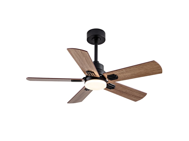 Ventilateur de plafond led 42 pouces – noir et noyer foncé – 5 pales réversibles, télécommande et minuterie - Conforama A