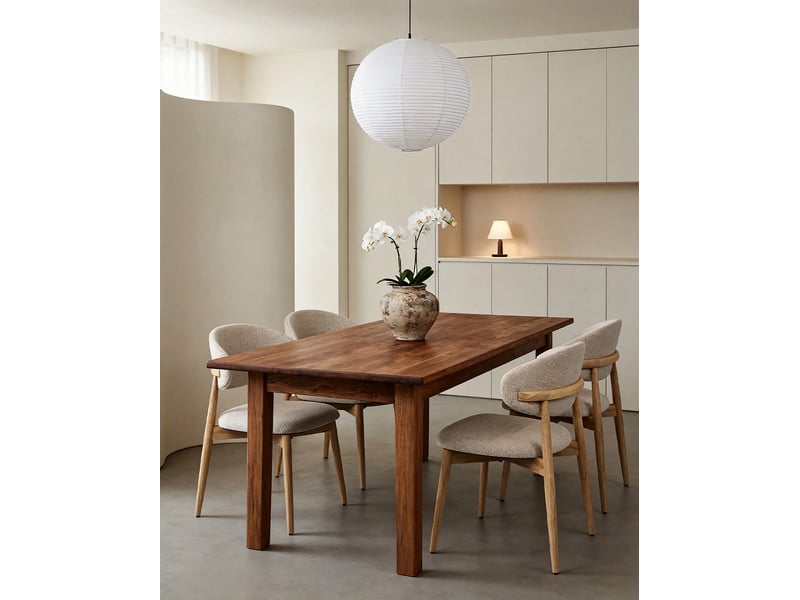  Chaise de salle à manger lot de 2 avec assise rembourrée et patins réglables en bois naturel et tissu écru  - Conforama B