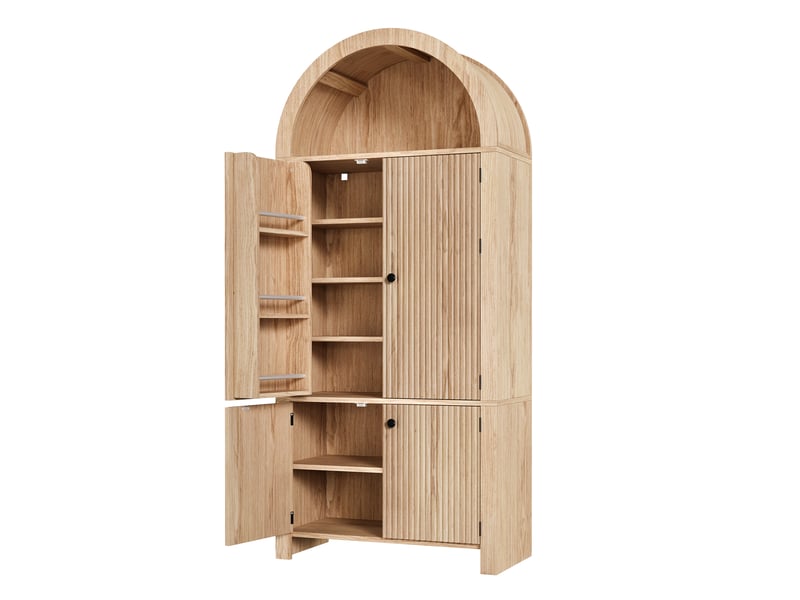  Buffet haut h180 cm aspect bois à sommet arrondi et rangements de porte IKSETERA TRADING LTD - Conforama W