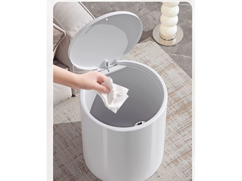 Poubelle salle de bain interrupteur à bouton-poussoir blanc 21.5x24.5cm - Conforama D