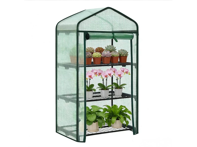 Serre 69x49x125 cm porte enroulable métal vert - Conforama A