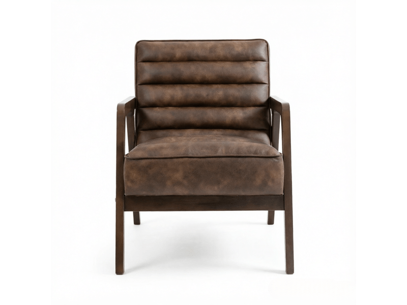 Fauteuil de salon en pu marron antique, structure en bois massif T5828P562321 - Conforama A