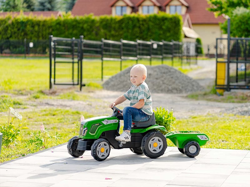  Tracteur enfant terra maxx vert avec remorque 2 à 6 ans - falk  - Conforama D