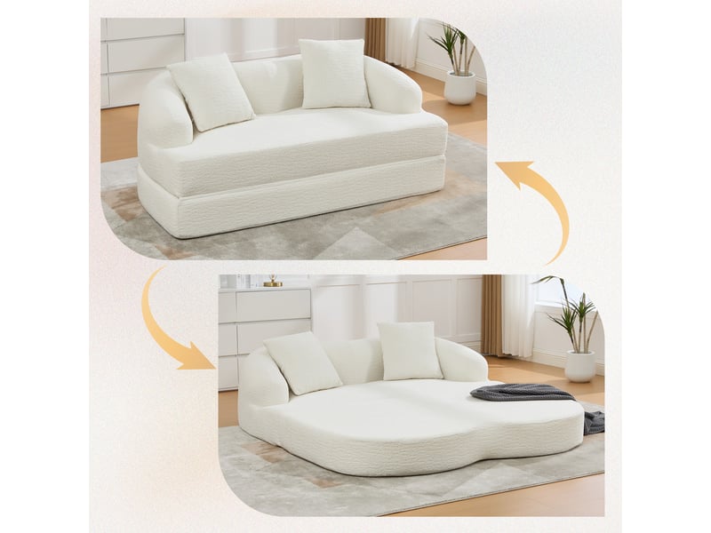  Canapé convertible, canapé-lit, pour chambre, beige, pour salon, en chenille  - Conforama A