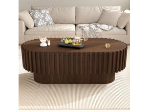 Table basse ovale coloris bois foncé <strong>MAISENTIEL</strong> <strong></strong> - 50 cmx100 cm