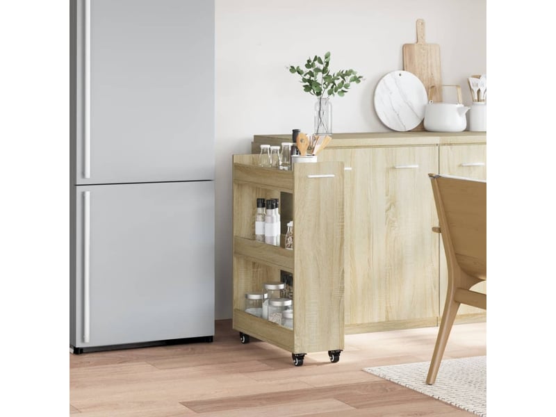  Armoire de rangement, armoire avec roues chêne sonoma 60x22x79 cm bois d'ingénierie  - Conforama C