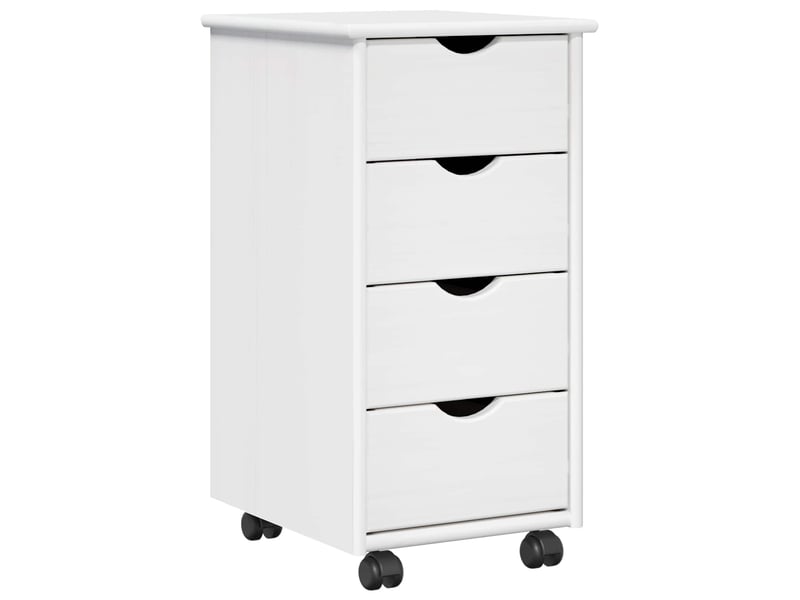  Caisson roulant de bureau, meuble de rangement 34 x 39 x 65,5 cm bois de pin massif blanc  - Conforama A