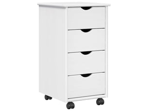 Caisson roulant de bureau, meuble de rangement 34 x 39 x 65,5 cm bois de pin massif blanc