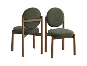Lot de 2 chaises de salle à manger design moderne, dossier rond confortable, assise épaisse rembourrée, pieds en bois robustes, structure stable pour cuisine et salon, vert