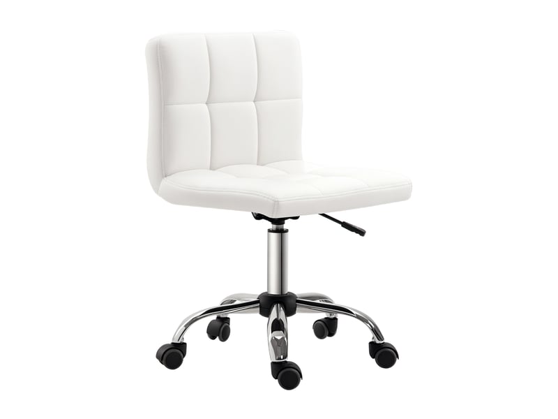  Chaise de bureau pivotante, revêtement en similicuir, structure en acier, 5 roulettes, rembourrée, blanche  - Conforama A