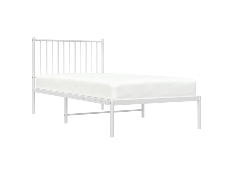  Lit simple- lit adulte -  cadre de lit métal sans matelas avec tête de lit blanc 90x190cm  - Conforama C