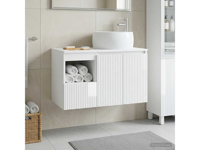  Ensemble de mobilier de salle de bain 2 pc blanc brillant cf64006  - Conforama B