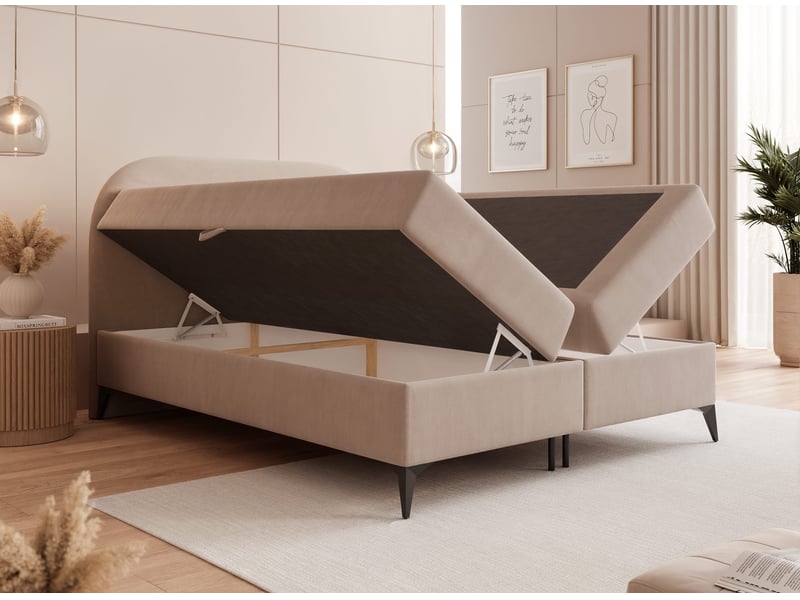  Lit coffre noelia - 140x200 cm - avec matelas - velours élégant brillant - beige NOELIA - Conforama C