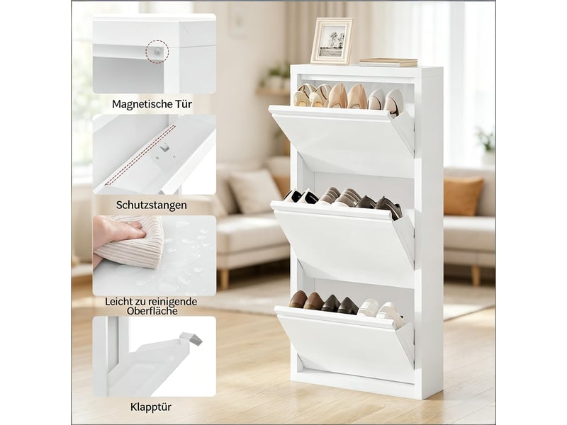  Meuble à chaussures en métal blanc 50x15x106 cm lot de 2  - Conforama E