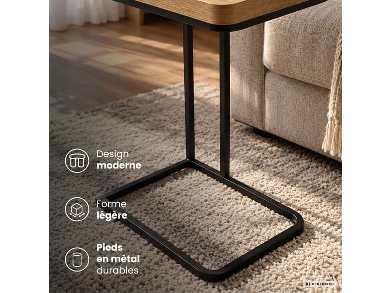  Table d'appoint hyggo coloris bois naturel 40 cm rectangulaire pieds noirs style industriel 40x30x60 cm HYGGO - Conforama E