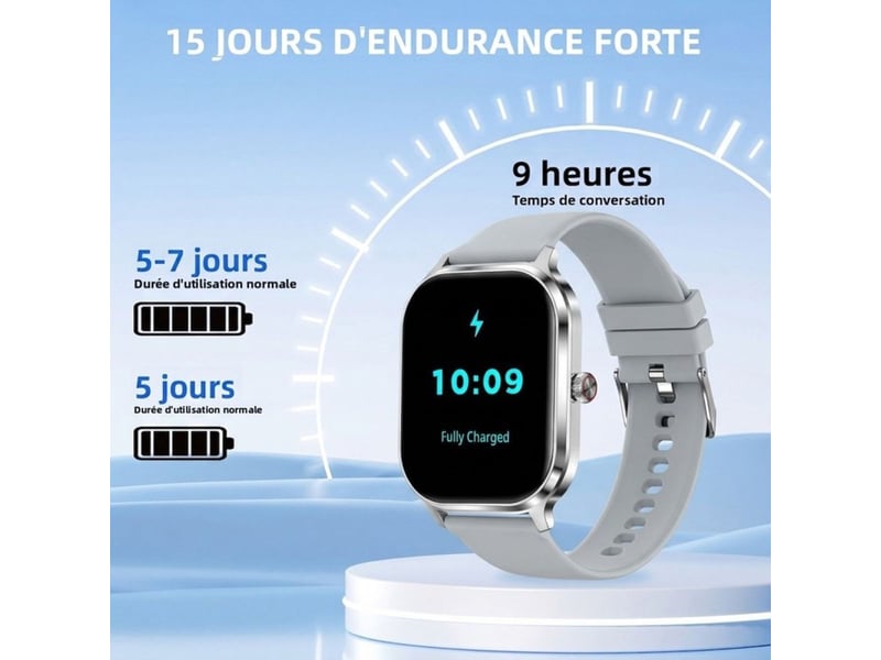  Montre connectee 2026 bluetooth ecran hd 2,02 pouces silicone grise unisexe modes sport 189790_AADLQ71064_6_DROPFR - Conforama D