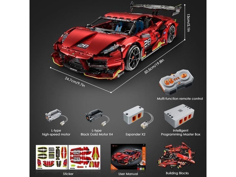  Kit voiture rc 1:10 rouge 2 202 pieces 2.4 ghz telecommande + controle app 4 modes 151498_AAABG02928_6_DROPFR - Conforama D