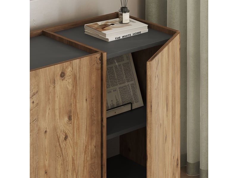 Buffet de salon 4 portes avec étagères et fermeture douce dorma - bois neutre - Conforama E