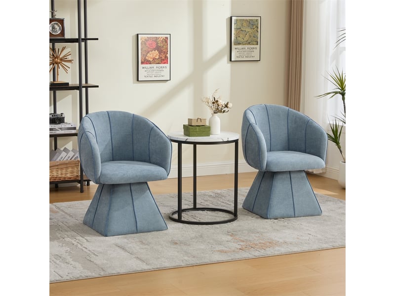  Fauteuil pivotant chenille 56x54x74.5cm - chaise de salon ergonomique pivotante dossier haut moderne adulte ado - bleu  - Conforama D