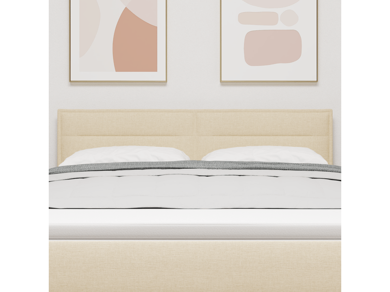 Tête de lit ; panneau de tête pour lit design lines crème 140 cm en tissu  - Conforama E