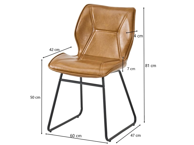 Lot de 2 chaises de salle à manger ergonomiques en similicuir marron et métal noir - Conforama E