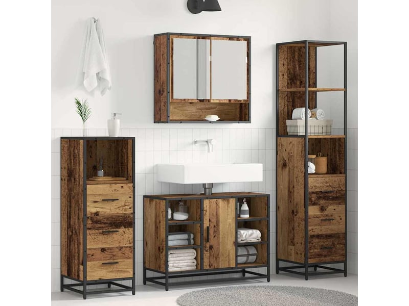  Ensemble de mobilier de salle de bain 3 pièces bois ancien cf64443  - Conforama B