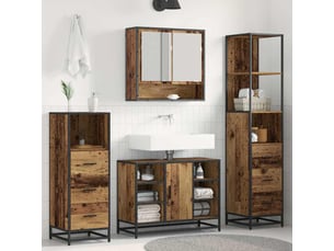 Ensemble de mobilier de salle de bain 3 pièces bois ancien cf64443