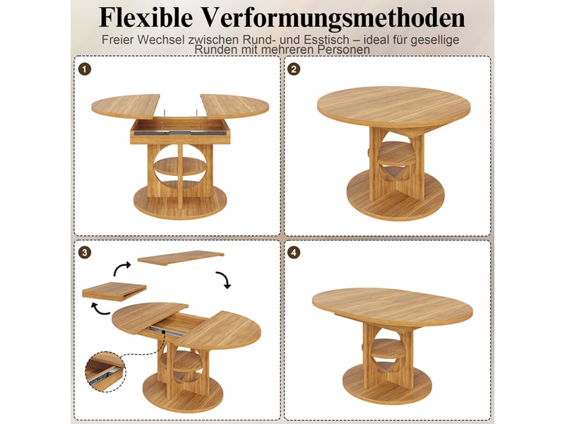 110–150 noir table à manger extensible avec rangement, design moderne, structure fonctionnelle pour cuisine et salle à manger - Conforama C
