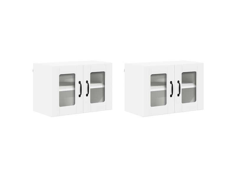 Meuble mural de cuisine, cabinet en verre mural 2 pcs blanc bois d'ingénierie shl6271 - Conforama A