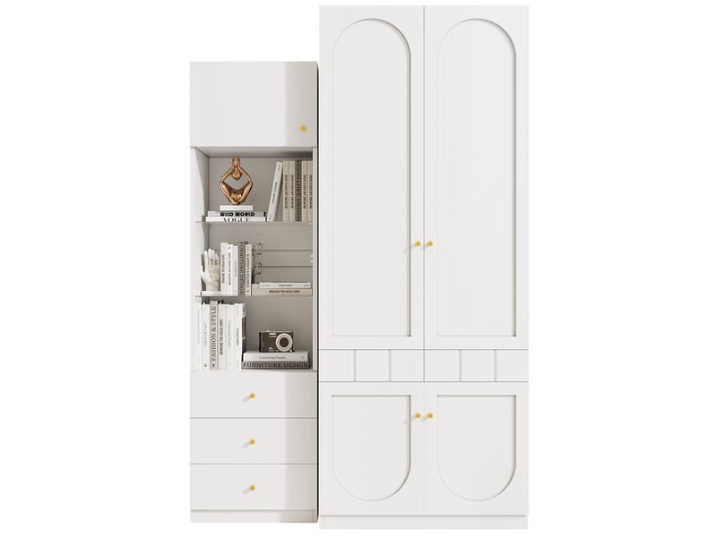  Armoire tcqpz ensemble 2 portes et vitrine 80 x 50 x 200 cm 50 x 40 x 180 cm chambre blanc mdf  - Conforama B