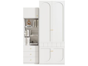 Armoire tcqpz ensemble 2 portes et vitrine 80 x 50 x 200 cm 50 x 40 x 180 cm chambre blanc mdf
