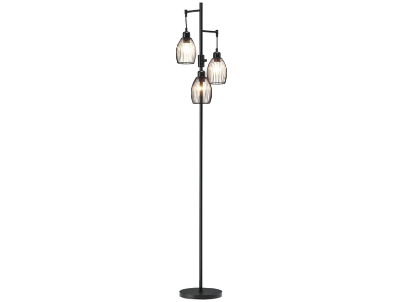  Lampadaire style industriel 40 w max. 3 abat-jours en métal filaire luminosité réglable - noir - ampoule e27  - Conforama B