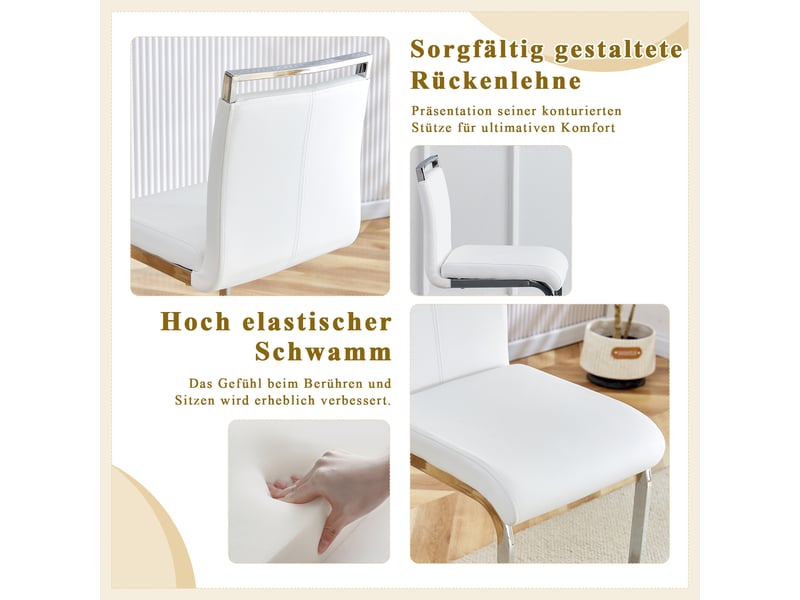  Lot de 2 tabourets de bar en similicuir blanc, pieds en métal argenté W3658P368093 - Conforama D