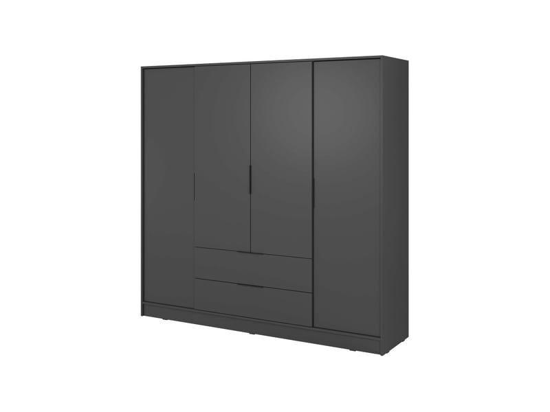 Armoire mirage 4 portes 2 tiroirs avec penderie - gris MIRAGE - Conforama C