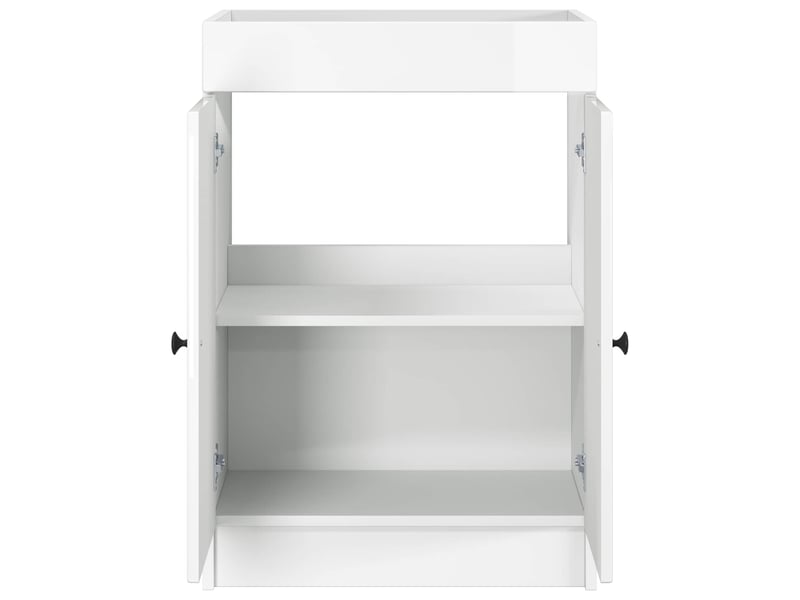  Armoire sous évier de salle de bain, meuble de rangement blanc brillant shl4840  - Conforama D