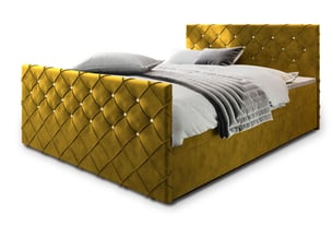 Lit avec rangement 180x200 cm <strong>MASSENO</strong> <strong></strong> coloris jaune