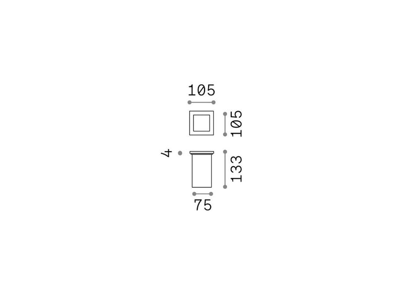  Ideal lux park spot encastré carré extérieur en acier 1x gu10 ip67  - Conforama B