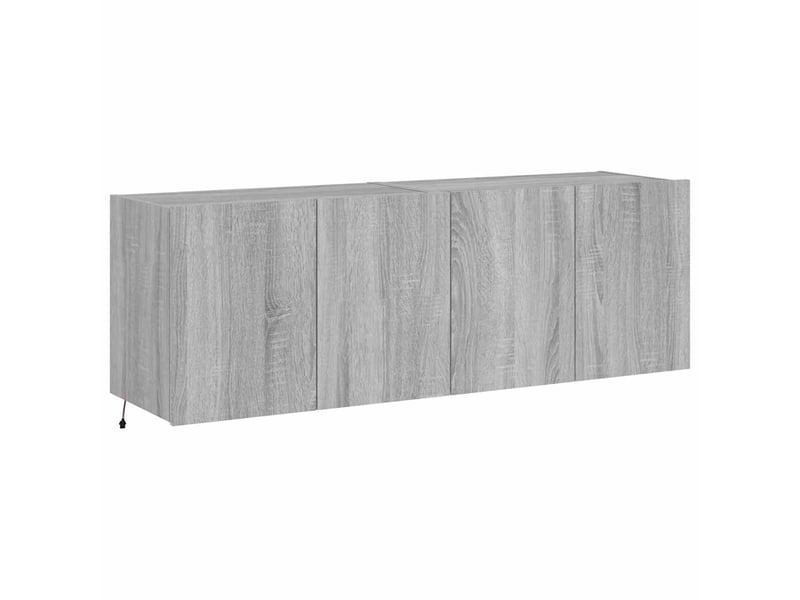  Lot de 2 meuble tv mural avec lumières led sonoma gris 60x35x41 cm  - Conforama C