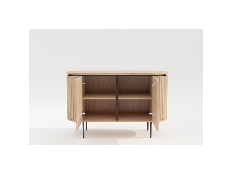  Buffet 120 cm 2 portes chêne clair et noir – collection sören  - Conforama D