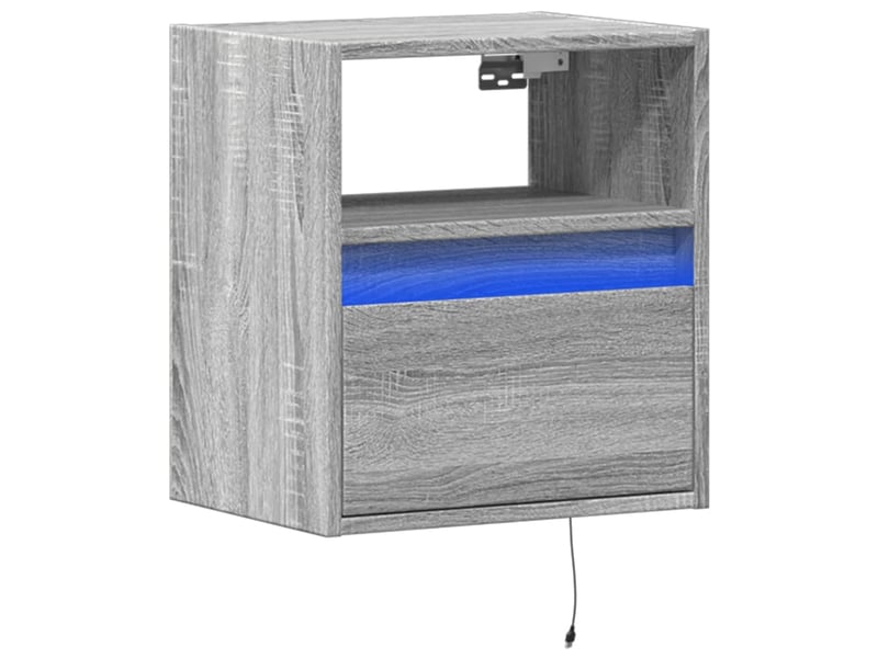  Meuble tv - banc tv - meuble de rangement mural avec lumières led sonoma gris 41x31x45 cm  - Conforama C