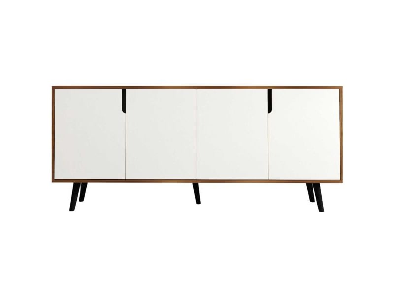  Buffet 4 portes en aggloméré latina modern blanc et noyer  - Conforama A