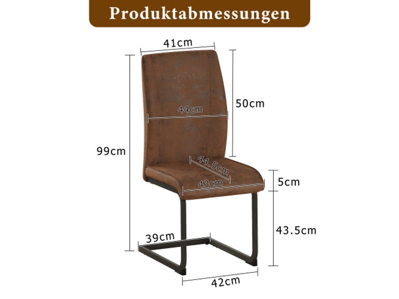  Ensemble de 2 chaises de salle à manger marron – tissu high-tech, design ergonomique et confortable, pieds métal noir  - Conforama C