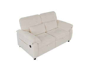 Canapé droit convertible   2 places Tissu beige
