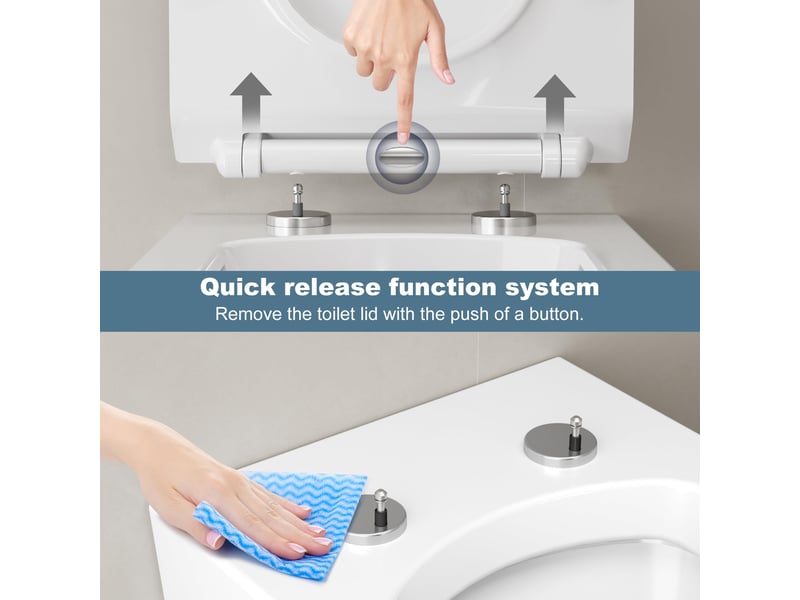  Abattant wc en uf duroplast forme d blanc - fermeture ralentie silencieuse - déclipsage rapide quick release - charnières réglables PHO_0R8PJN83 - Conforama B