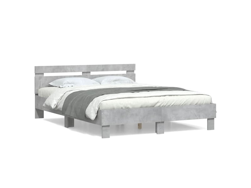  Lit double- lit adulte -  cadre de lit sans matelas gris béton 150x200 cm  - Conforama A