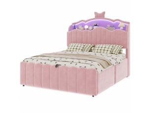 Lit coffre 140x200 cm MODENVIE coloris rose
